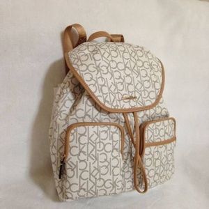 Calvin Klein Signature Almond Backpack (EUC)